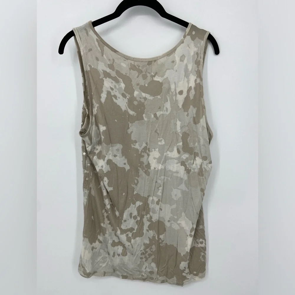 Michael Kors Taupe Sequin Camo Scoop Neck Tank Top Plus Size 1X
